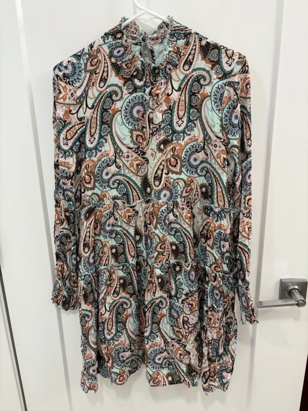 Anthropologie Cady Tiered Tunic Paisley Mock Neck Dress Size Small - Picture 2 of 16